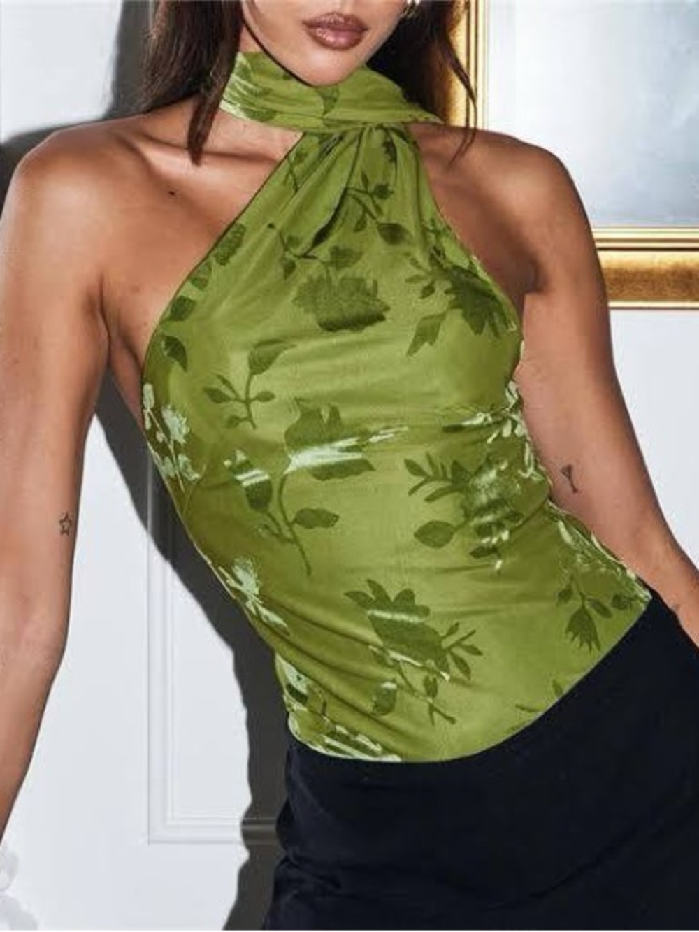 NWT Princess Polly Frostbloom Scarf Neck Bodysuit Hi-Cut Cheeky Bottom Size 10